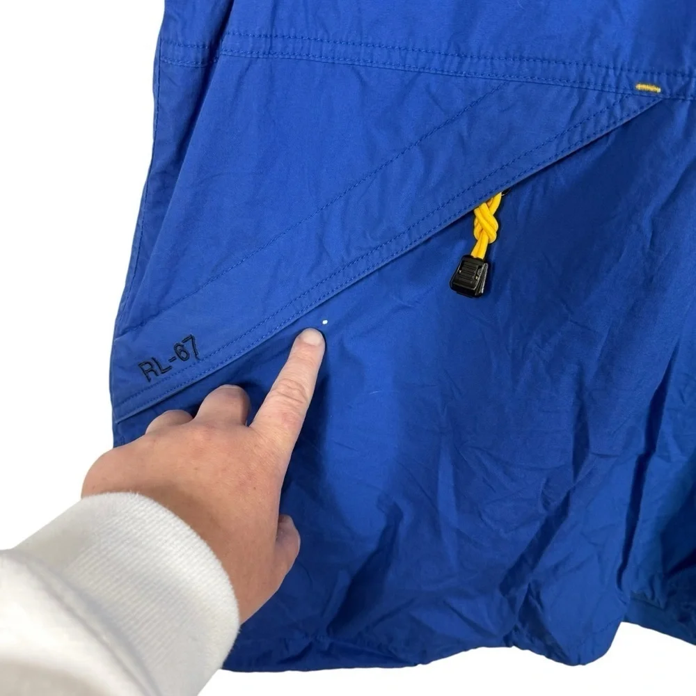 VINTAGE RARE 90s RL Polo Jeans Ripstop Nylon Hooded Vest Blue XL